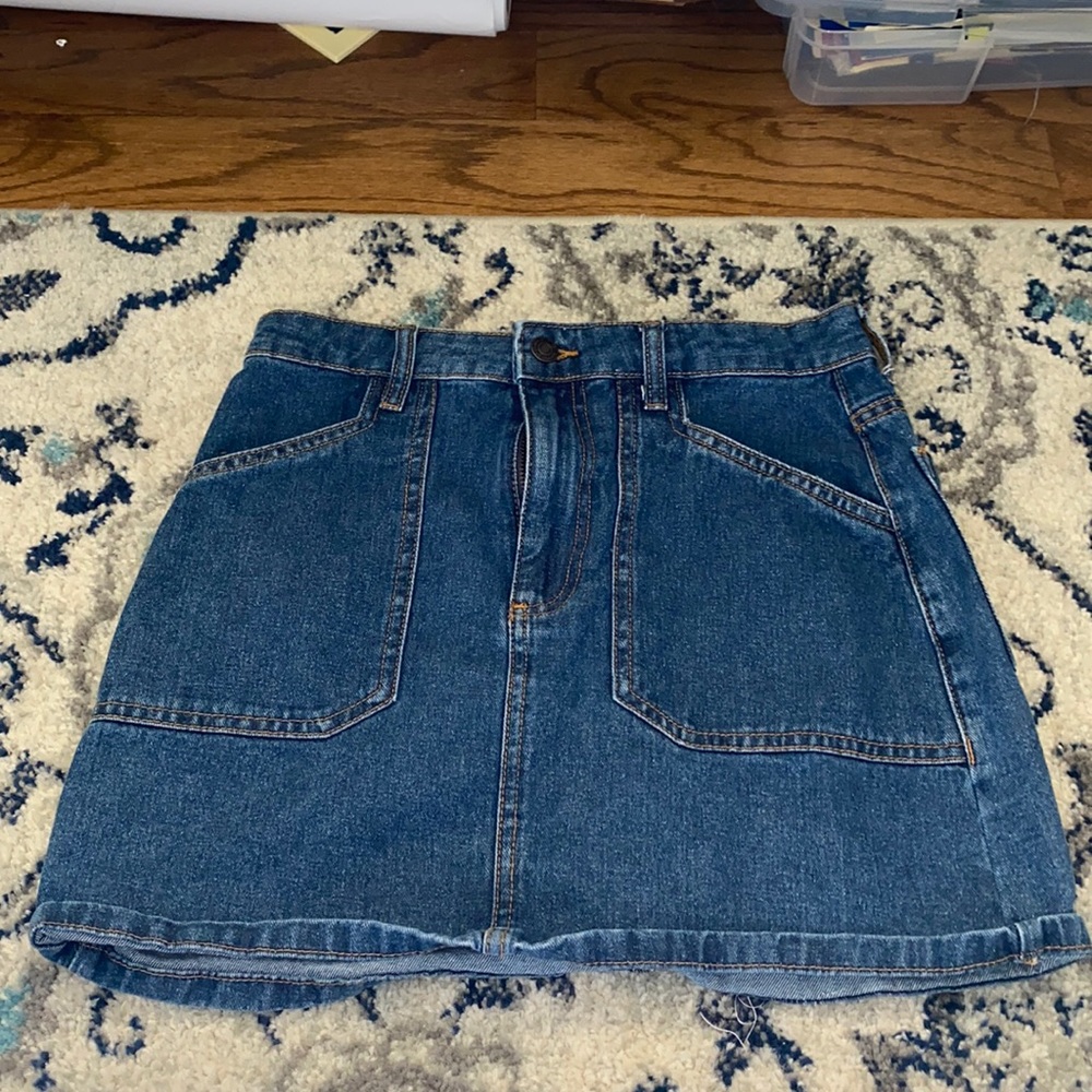 Women’s jean mini skirt.